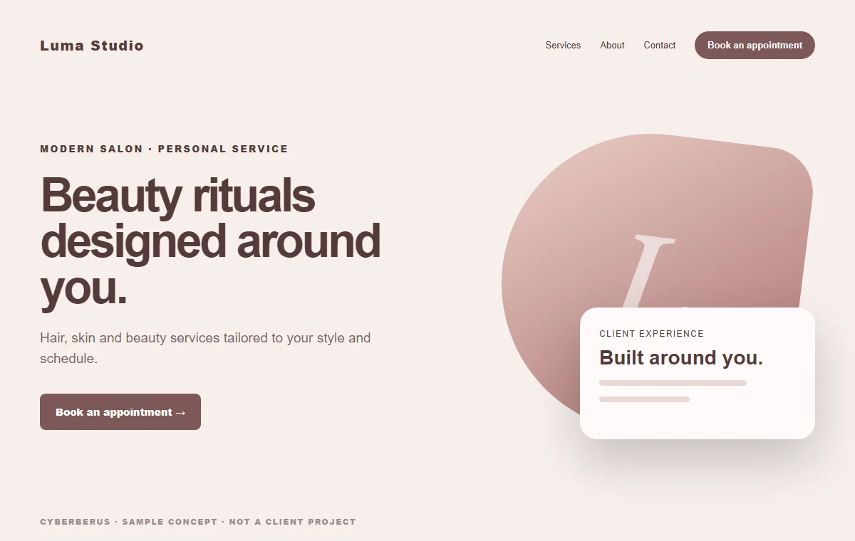 Beauty / Salon sample website concept