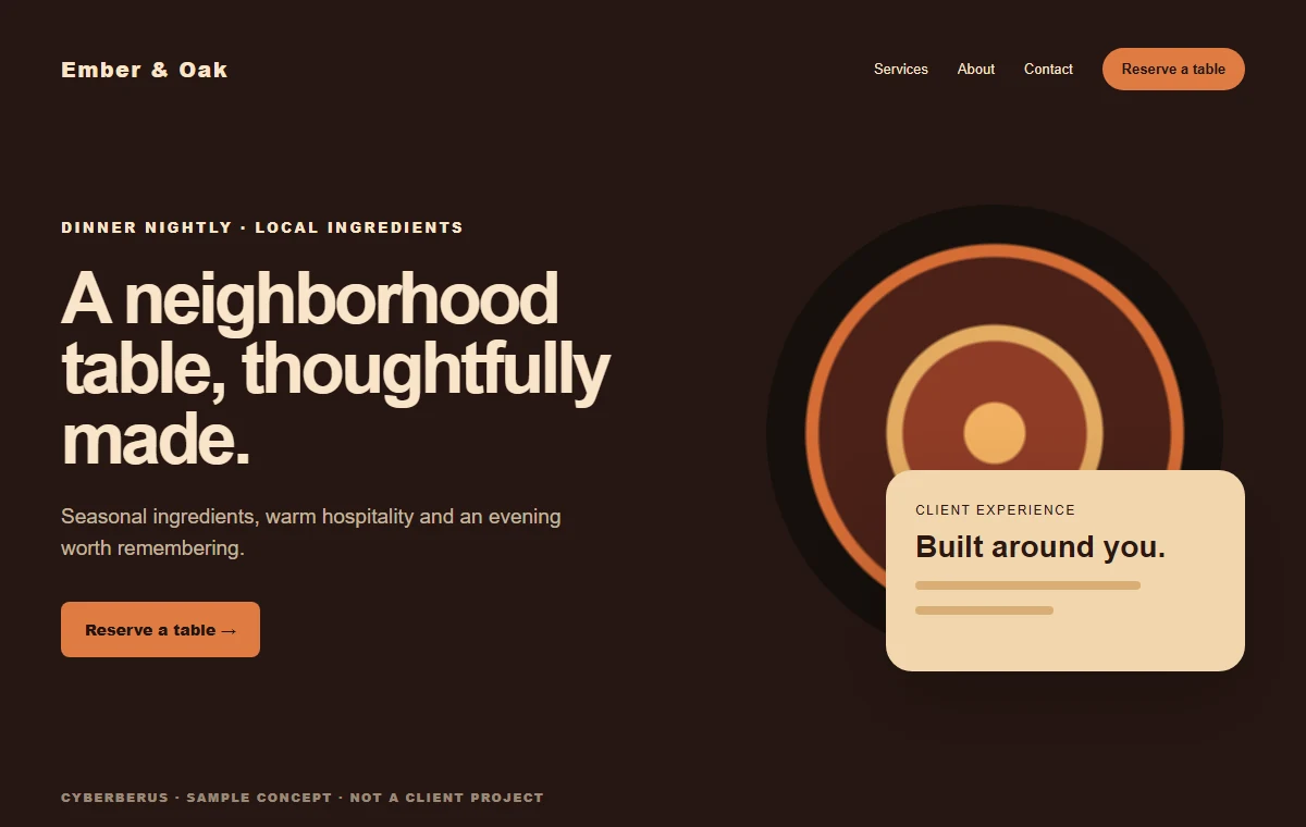 Restaurant sample website concept